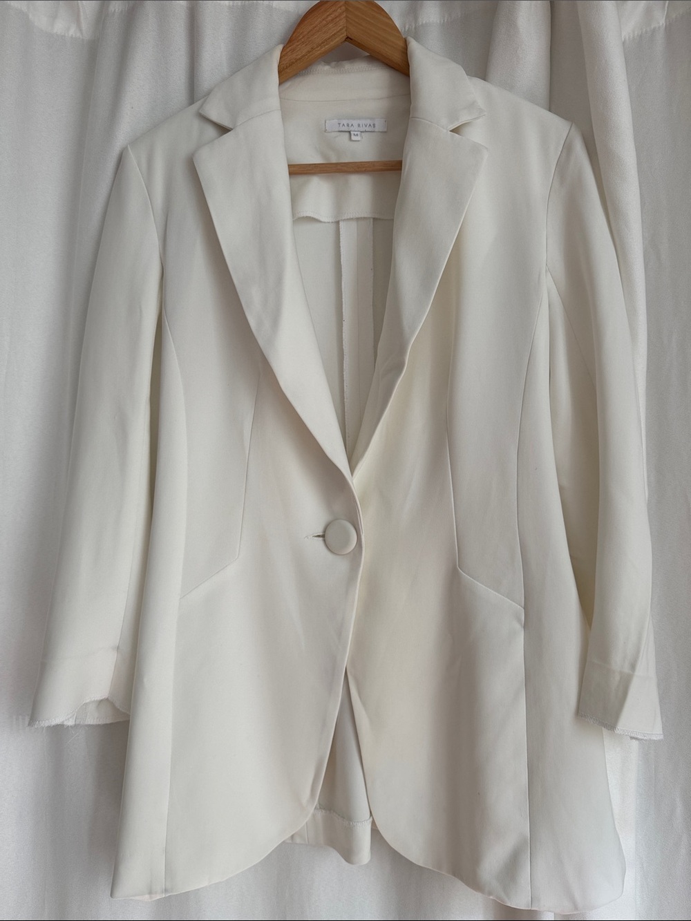 Tara Rivas White Single-Button Tailored Blazer